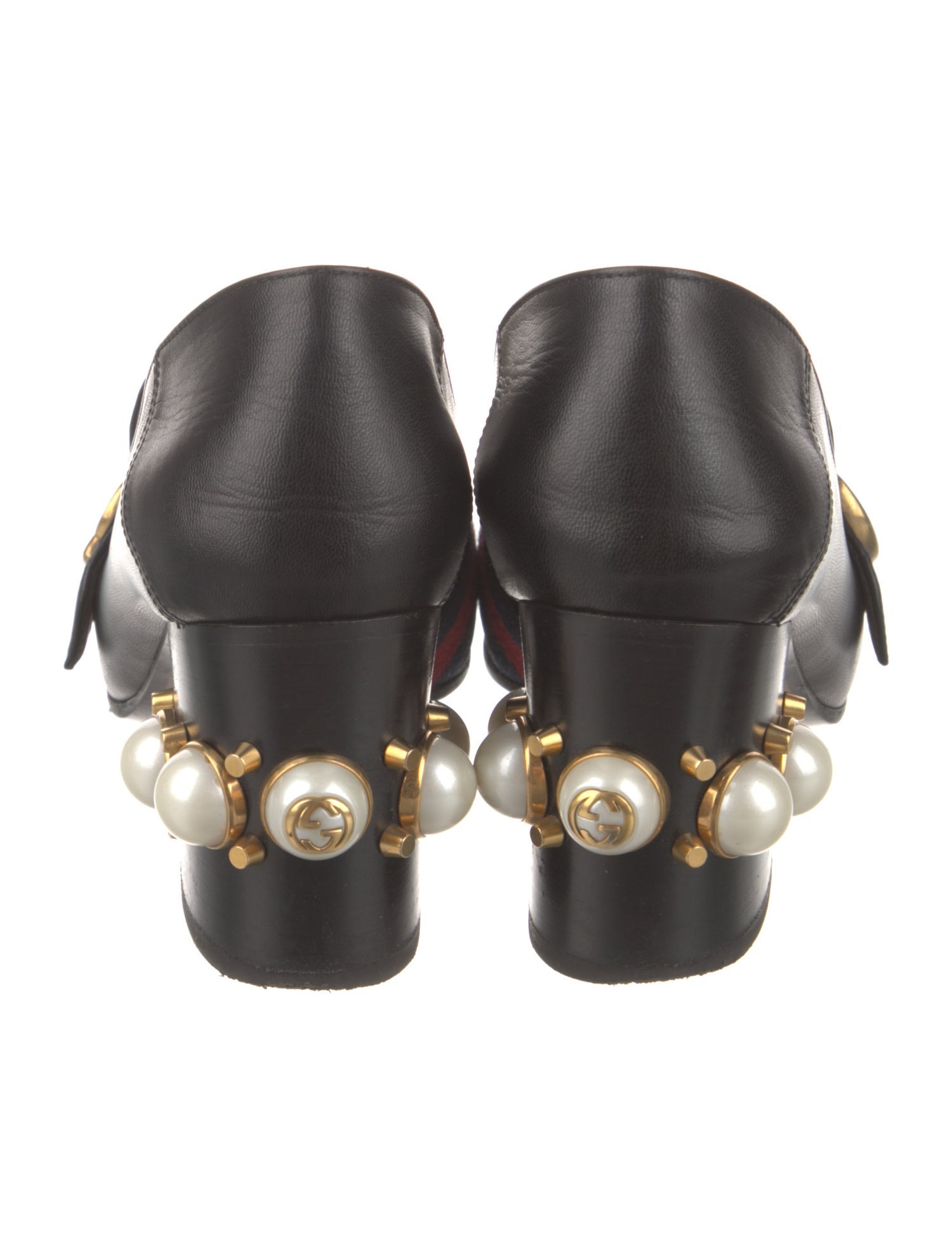 Gucci Faux Pearl Accents Leather Pumps